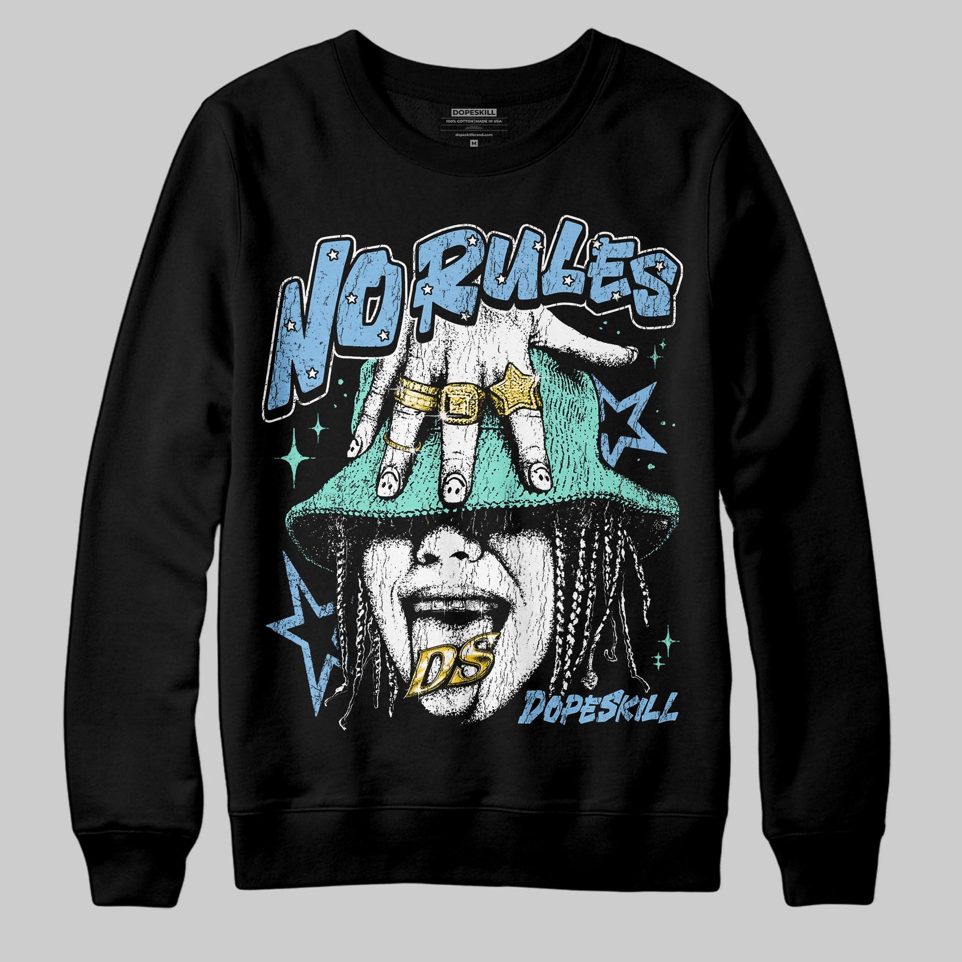 University Blue Sneakers DopeSkill Sweatshirt No Rules Graphic Streetwear - black