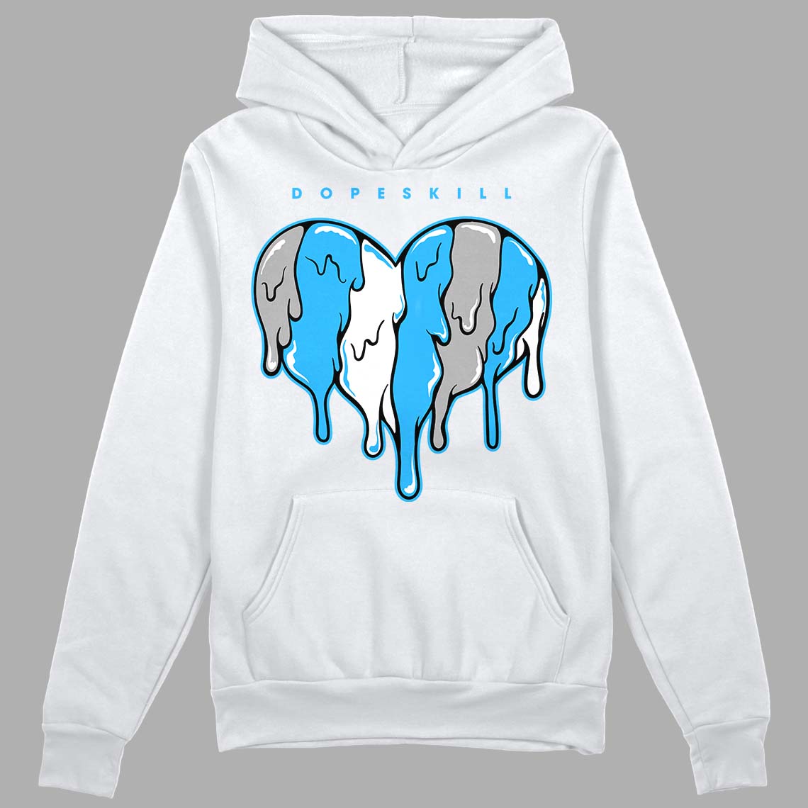 Jordan 2 Low "University Blue" DopeSkill Hoodie Sweatshirt Slime Drip Heart Graphic Streetwear - White