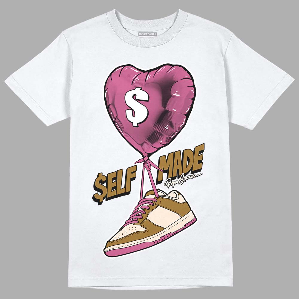 Dunk Low Just Do It “Bronzine/Playful Pink” DopeSkill T-Shirt Self Made Graphic Streetwear - White 