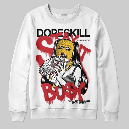Jordan 14 Retro Ferrari (2025) DopeSkill Sweatshirt Stay It Busy Graphic Streetwear - White 