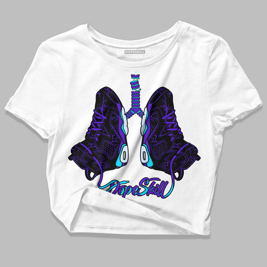 Jordan 6 "Aqua" DopeSkill Women's Crop Top Breathe Graphic Streetwear - White 