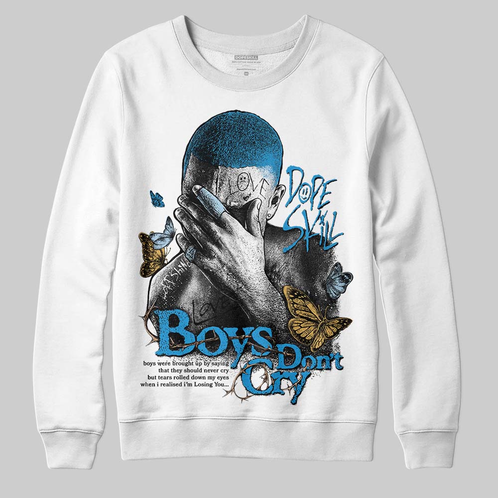 Jordan 4 Denim “Worn Blue” DopeSkill Sweatshirt Boys Don't Cry Graphic Streetwear - White 