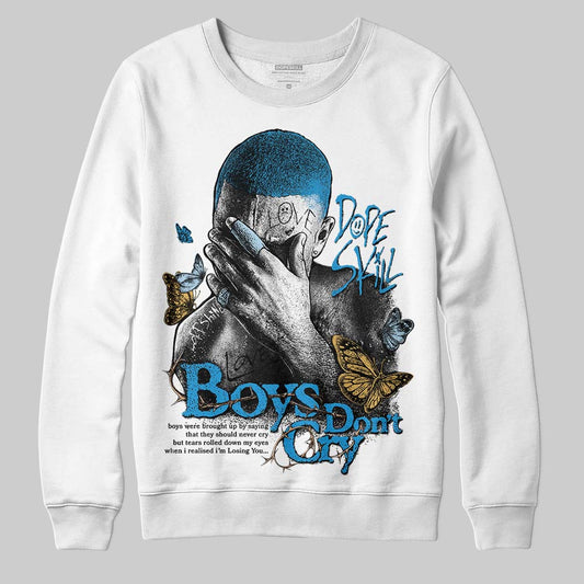 Jordan 4 Denim “Worn Blue” DopeSkill Sweatshirt Boys Don't Cry Graphic Streetwear - White 