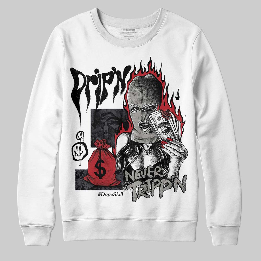 Jordan 3 Retro Black Cat DopeSkill Sweatshirt Drip'n Never Tripp'n Graphic Streetwear - WHite