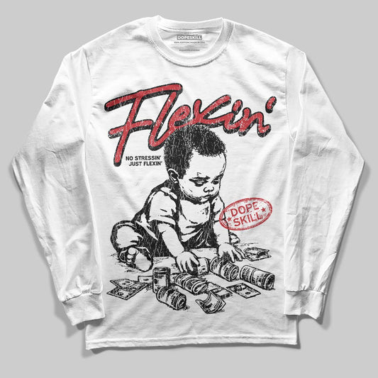 Jordan 4 “Flight Club” DopeSkill Long Sleeve T-Shirt Flexin' Graphic Streetwear - White