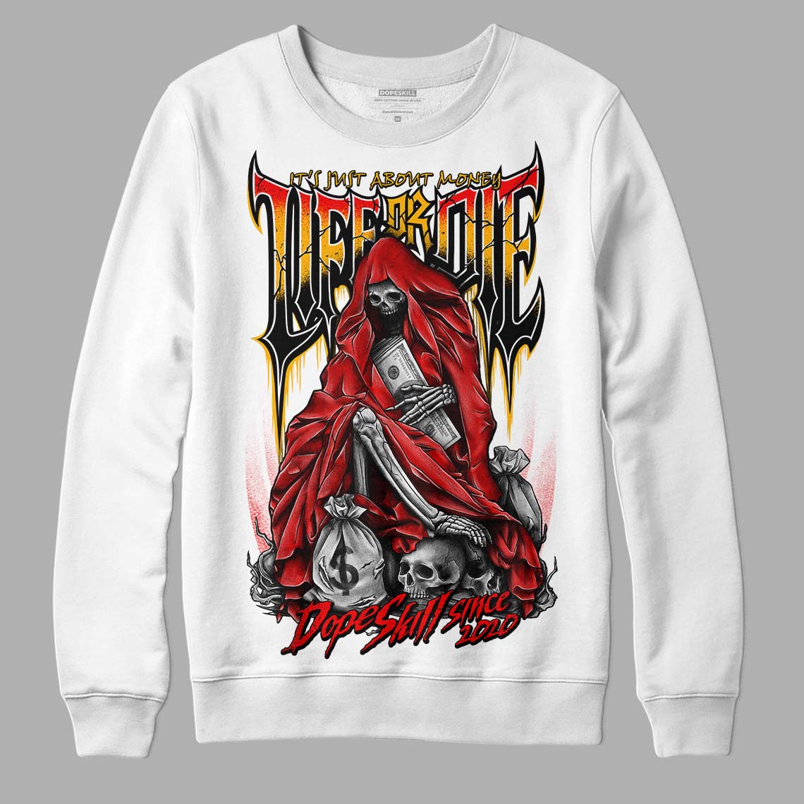 Red Sneakers DopeSkill Sweatshirt Life or Die Graphic Streetwear - White