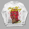 Jordan 4 Red Thunder DopeSkill Long Sleeve T-Shirt Never Stop Hustling Graphic Streetwear - White 