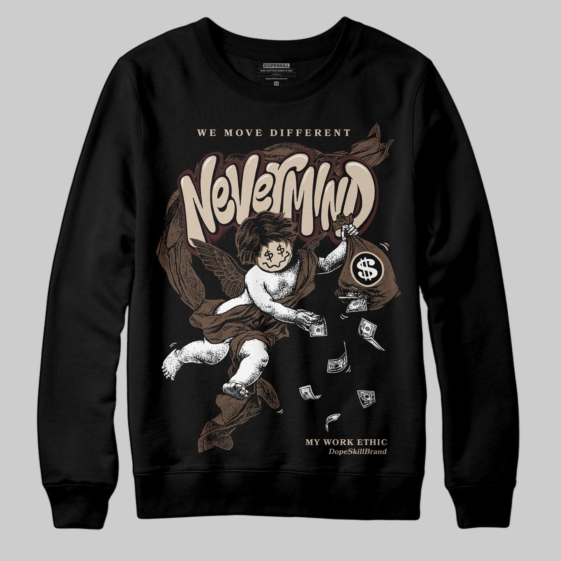 A Ma Maniére x Air Jordan 4 “Dark Mocha” DopeSkill Sweatshirt Nevermind Graphic Streetwear - black
