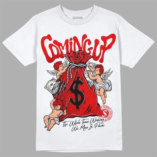 Jordan 4 Retro Red Cement DopeSkill T-Shirt Money Bag Coming Up Graphic Streetwear - White 