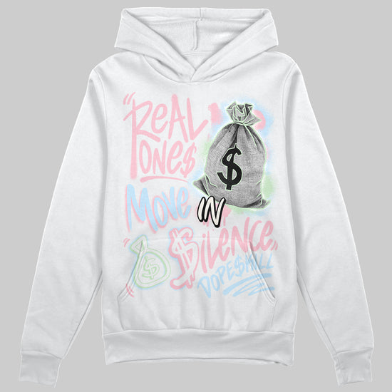 Jordan 4 Retro Valentine's Day (2026) (GS) DopeSkill Hoodie Sweatshirt Real Ones Move In Silence Graphic Streetwear - White