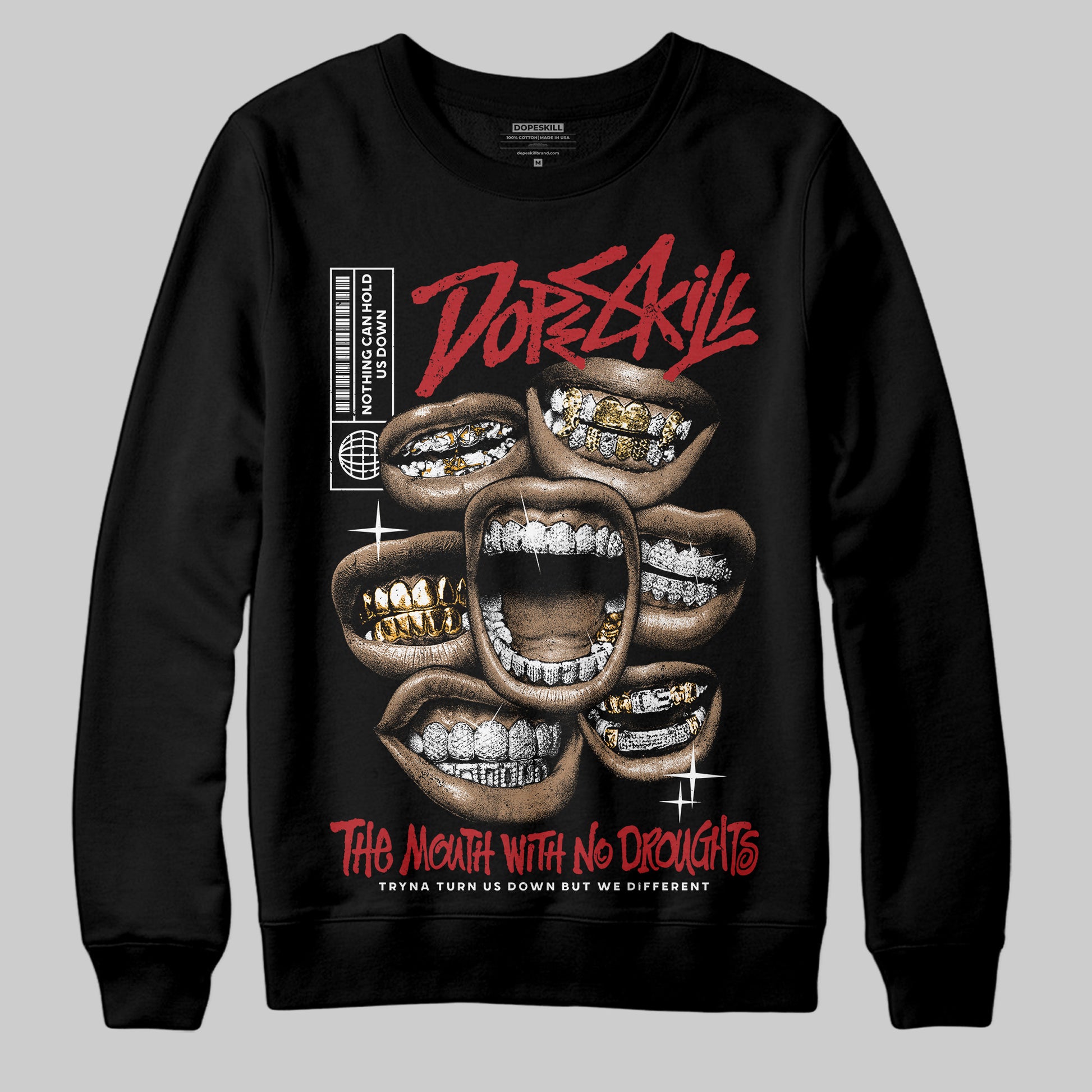 Jordan 1 Retro High OG Black Toe Reimagined DopeSkill Sweatshirt The Mouth With No Droughts Graphic Streetwear - Black