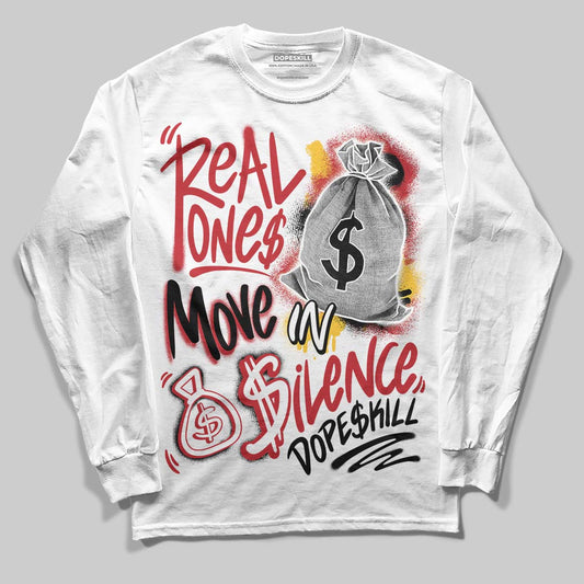 Jordan 14 Retro Ferrari (2025) DopeSkill Long Sleeve T-Shirt Real Ones Move In Silence Graphic Streetwear - White 