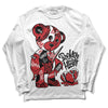 Jordan 12 “Red Taxi” DopeSkill Long Sleeve T-Shirt Broken Heart Graphic Streetwear - White