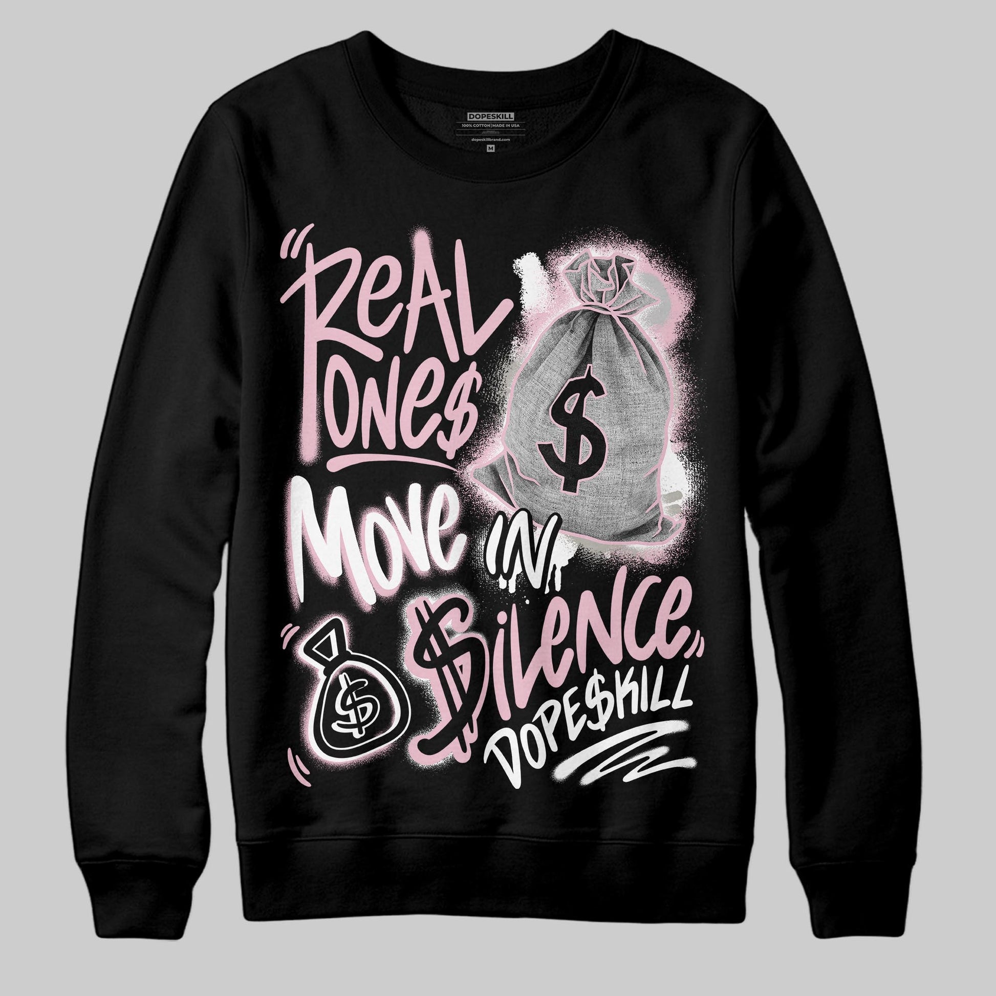 Jordan 5 OG “35th Anniversary” DopeSkill Sweatshirt Real Ones Move In Silence Graphic Streetwear - Black