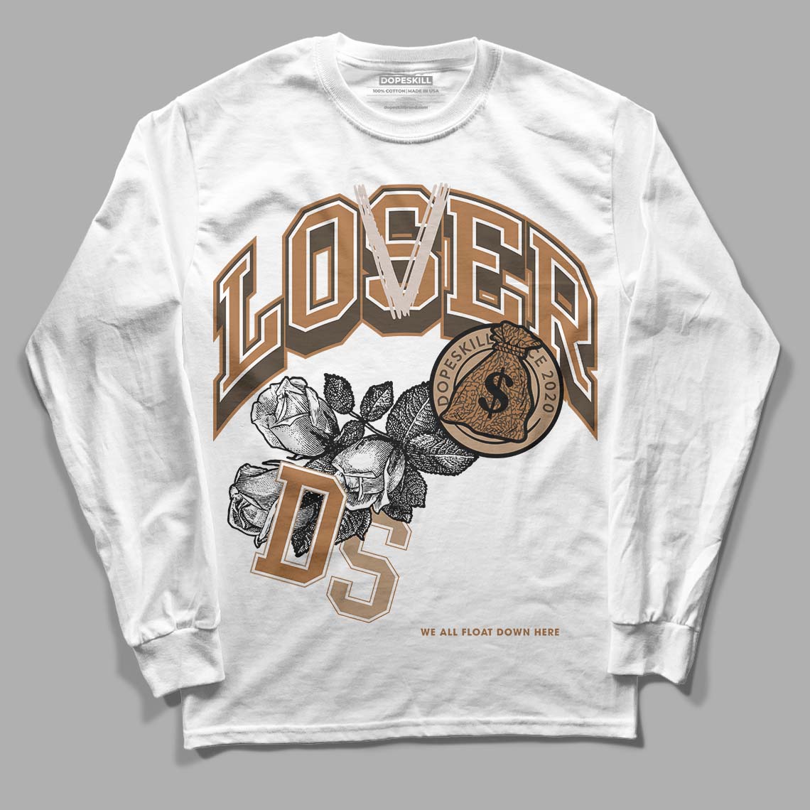 Jordan 3 Retro Palomino DopeSkill Long Sleeve T-Shirt Loser Lover Graphic Streetwear - White