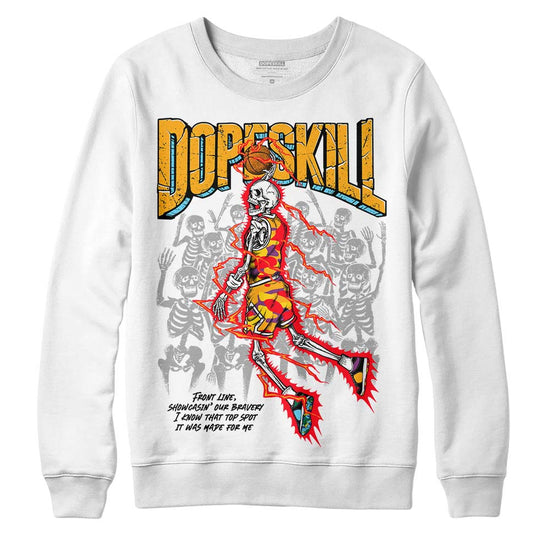 Jordan 1 Mid GS 'Six Championships' DopeSkill Sweatshirt Thunder Dunk Graphic Streetwear - White