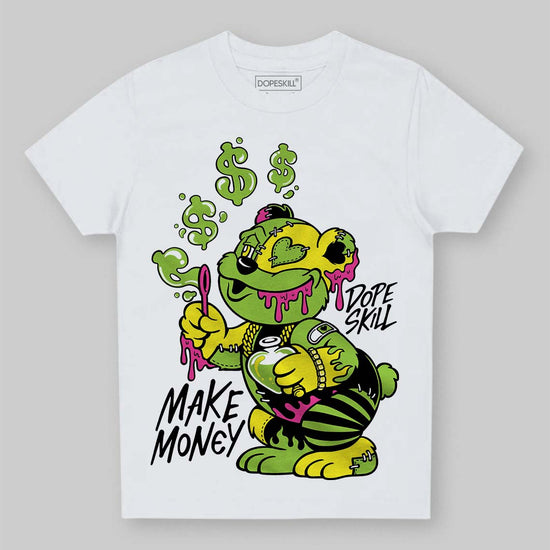 Neon Green Sneakers DopeSkill Toddler Kids T-shirt Make Money Graphic Streetwear - White