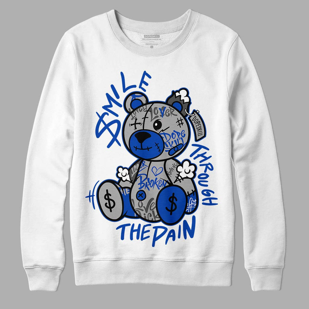 Jordan 5 Racer Blue DopeSkill Sweatshirt Smile Through The Pain Graphic Streetwear - White