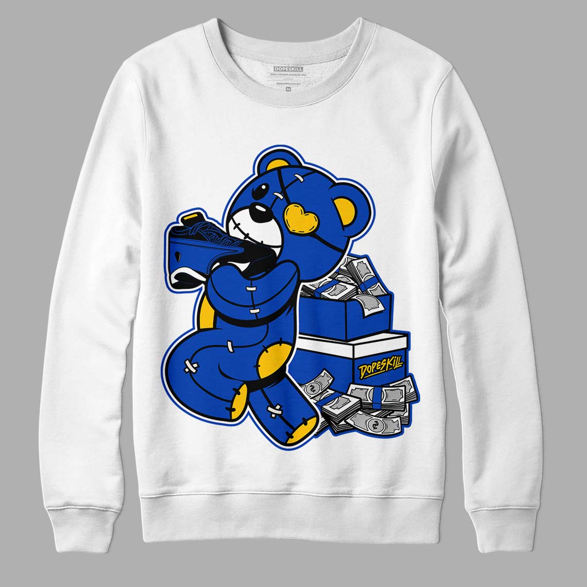 Jordan 14 “Laney” DopeSkill Sweatshirt Bear Steals Sneaker Graphic Streetwear - White