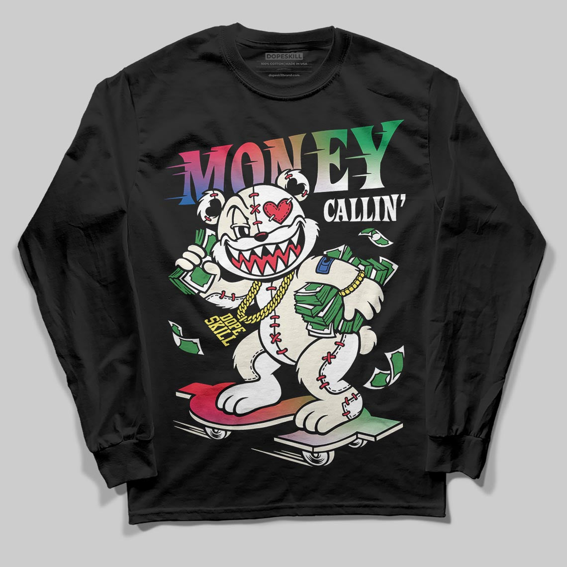 Jordan 11 Retro 285 Atlanta DopeSkill Long Sleeve T-Shirt Money Callin' Graphic Streetwear - Black