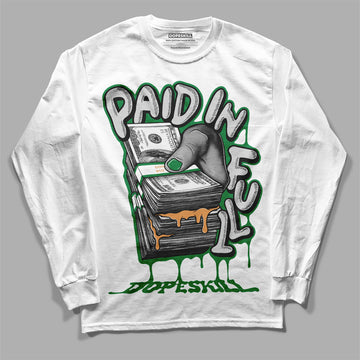 Nike SB x Jordan 4 “Pine Green” DopeSkill Long Sleeve T-Shirt Paid In Full Graphic Streetwear  - White