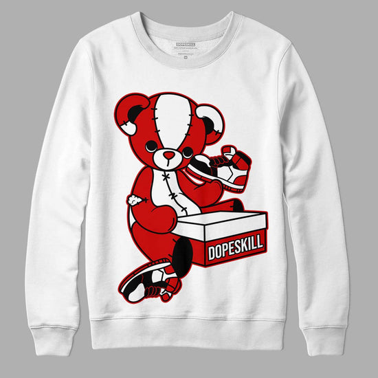 Jordan 1 Retro Low "Black Toe" DopeSkill Sweatshirt Sneakerhead BEAR Graphic Streetwear - White