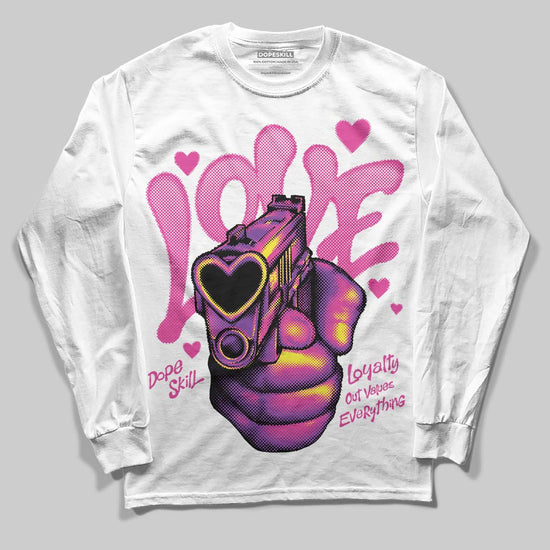 Pink Sneakers DopeSkill Long Sleeve T-Shirt Love Shot Graphic Streetwear - White