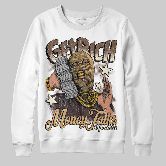 Jordan 5 “Earth/Metallic Gold” DopeSkill Sweatshirt Get Rich Graphic Streetwear - White