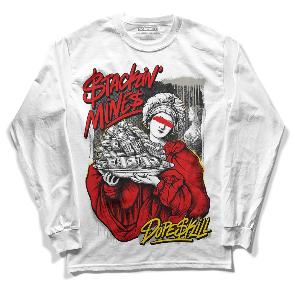 Jordan 3 Fire Red DopeSkill Long Sleeve T-Shirt Stackin Mines Graphic Streetwear - White