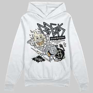 Jordan 5 Retro Reverse Metallic DopeSkill Hoodie Sweatshirt Break Through Graphic Streetwear - White