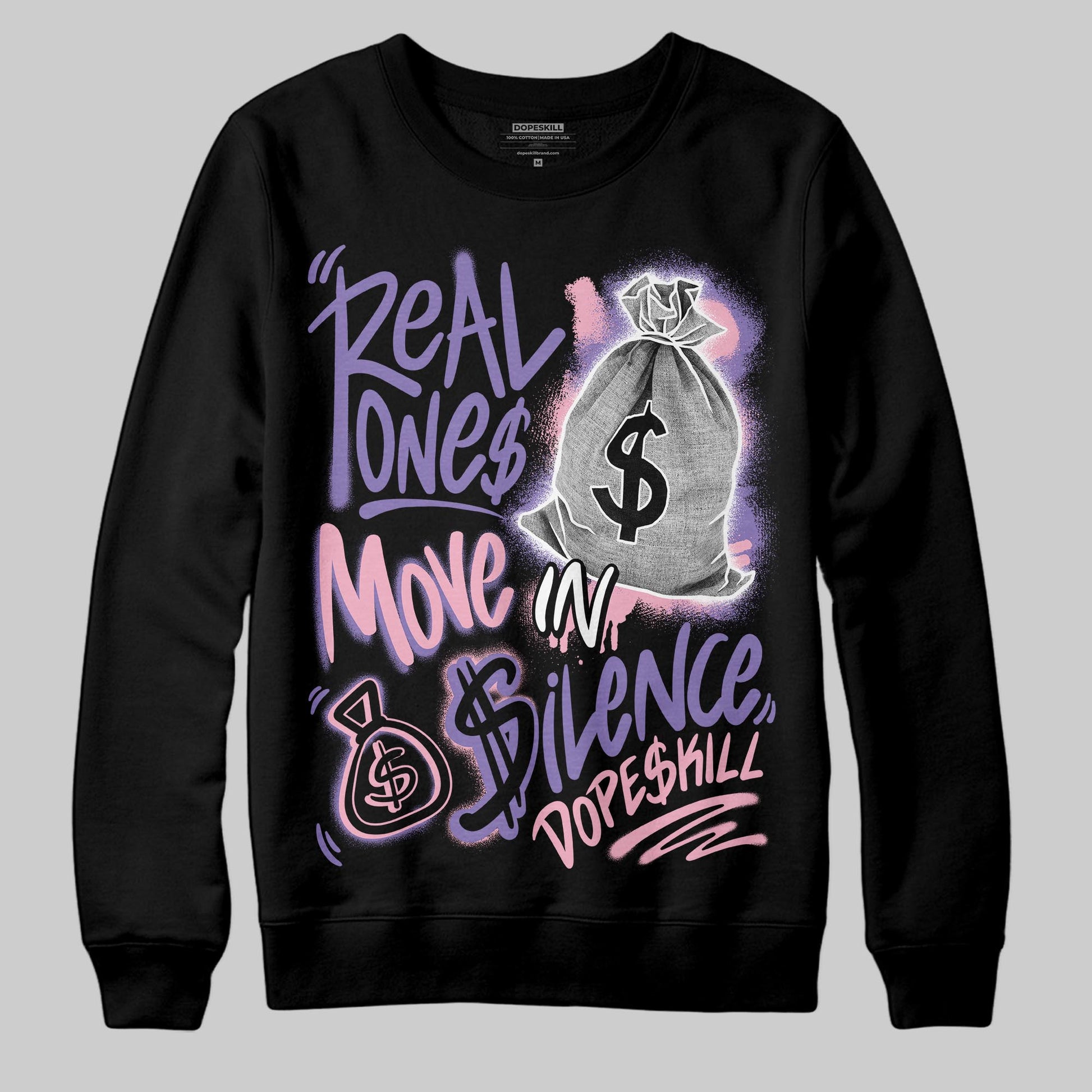 Jordan 11 "Mojave" DopeSkill Sweatshirt Real Ones Move In Silence Graphic Streetwear - Black