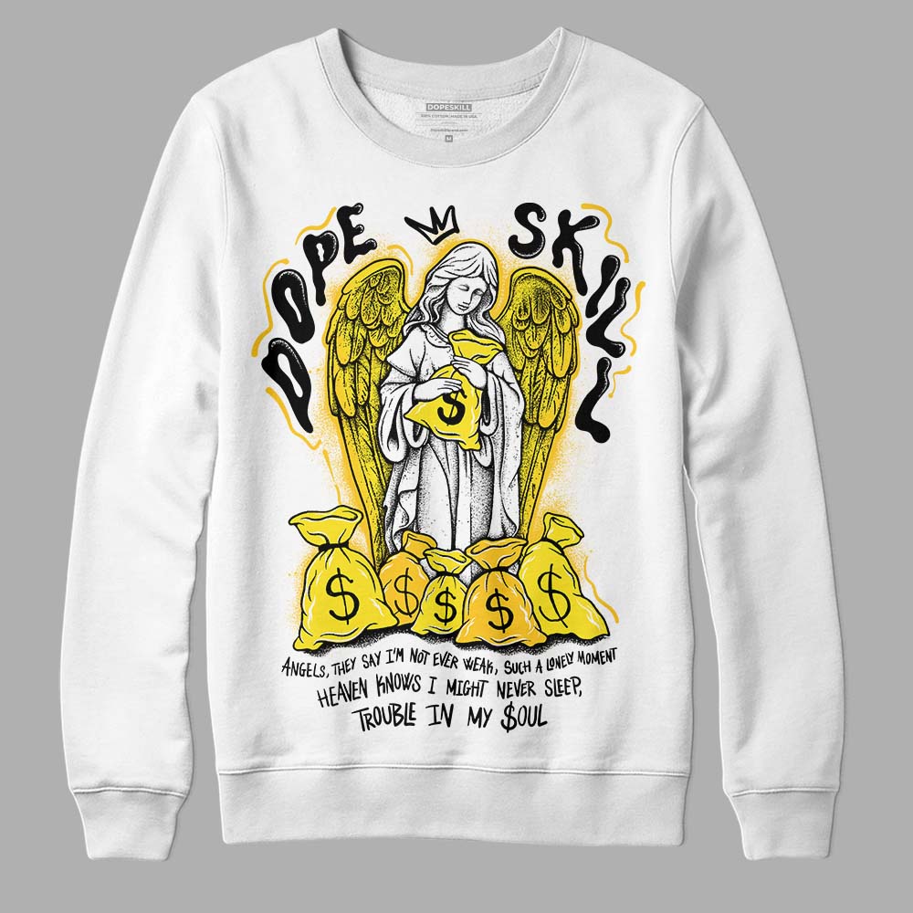 Jordan 4 Retro “Vivid Sulfur” DopeSkill Sweatshirt Angels Graphic Streetwear - White 