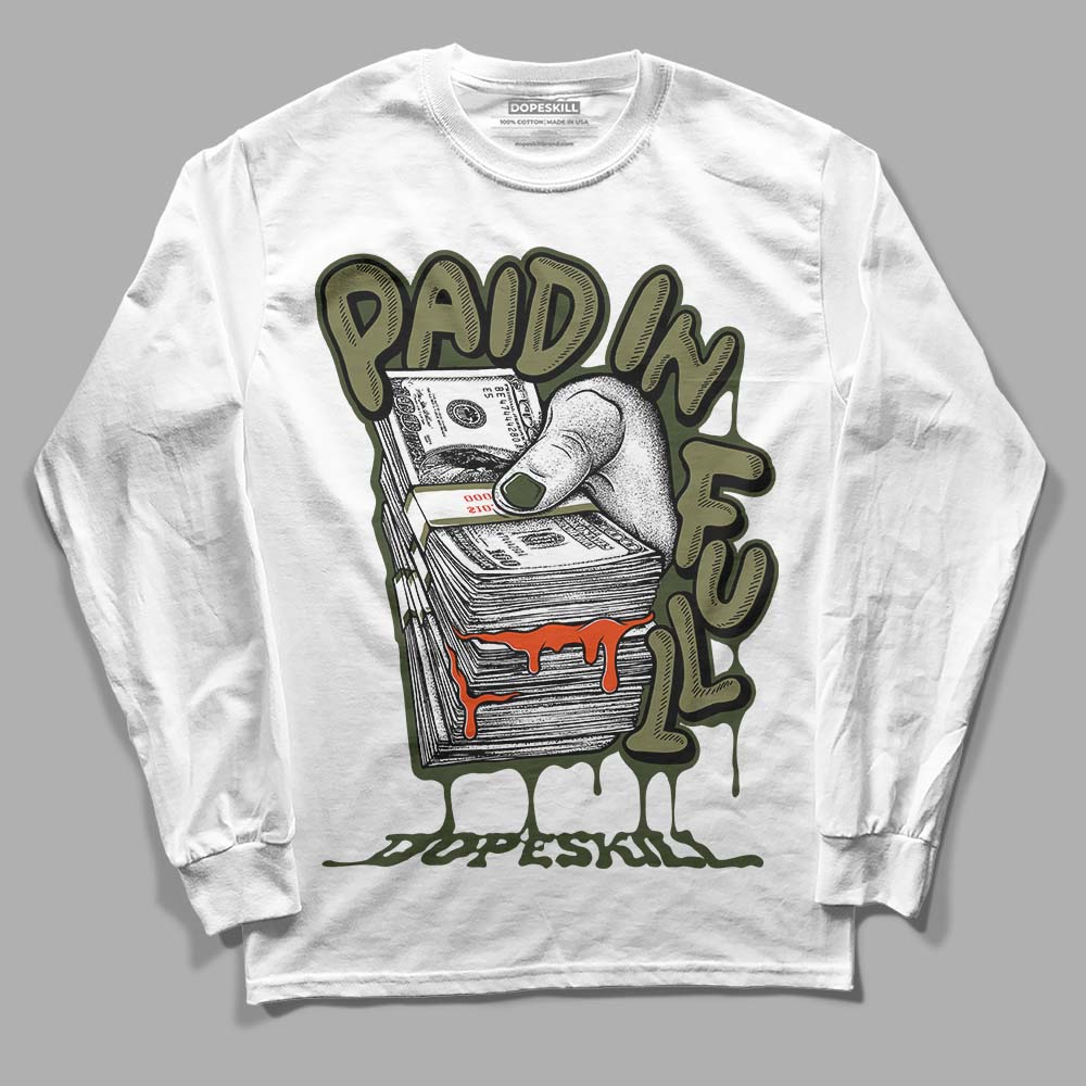 Olive Sneakers DopeSkill Long Sleeve T-Shirt Paid In Full Graphic Streetwear - White