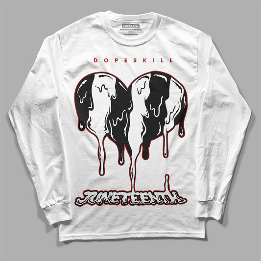 Jordan 14 "Black/White" DopeSkill Long Sleeve T-Shirt Juneteenth Heart Graphic Streetwear - White