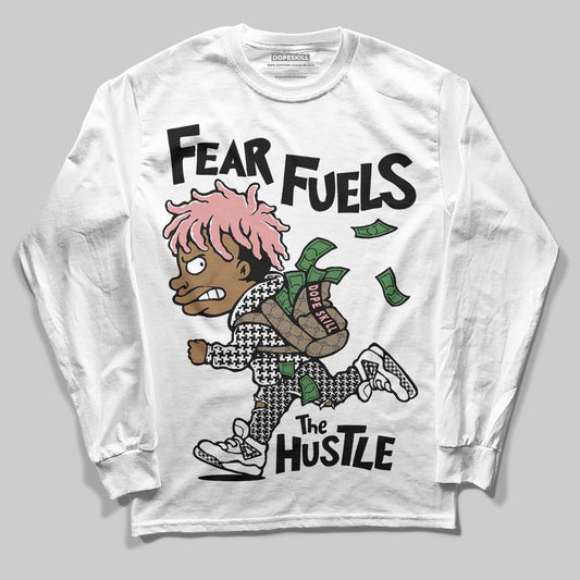 Harris Tweed x Wmns Dunk Low 'Black Phantom' DopeSkill Long Sleeve T-Shirt Fear Fuels The Hustle Graphic Streetwear - White 