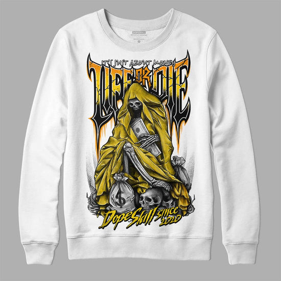 Jordan 6 “Yellow Ochre” DopeSkill Sweatshirt Life or Die Graphic Streetwear - White