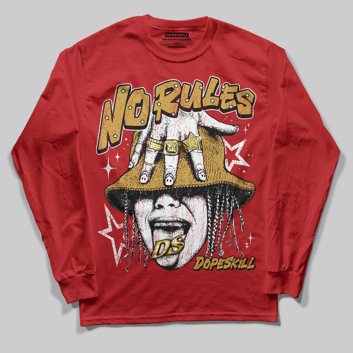 Red Sneakers DopeSkill Long Sleeve T-Shirt No Rules Graphic Streetwear - Red