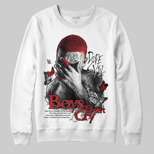 Jordan 5 Retro Fire Red Black Tongue (2025) DopeSkill Sweatshirt Boys Don't Cry Graphic Streetwear - White