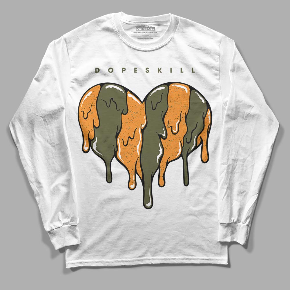 Jordan 5 "Olive" DopeSkill Long Sleeve T-Shirt Slime Drip Heart Graphic Streetwear - White