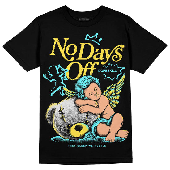 Jordan 5 Aqua DopeSkill T-Shirt New No Days Off Graphic Streetwear - Black