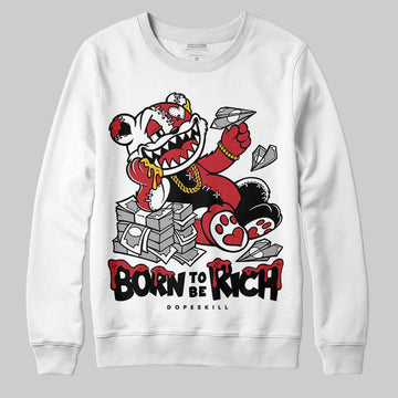 Jordan 5 Retro Fire Red Black Tongue (2025) DopeSkill Sweatshirt Born To Be Rich Graphic Streetwear - White