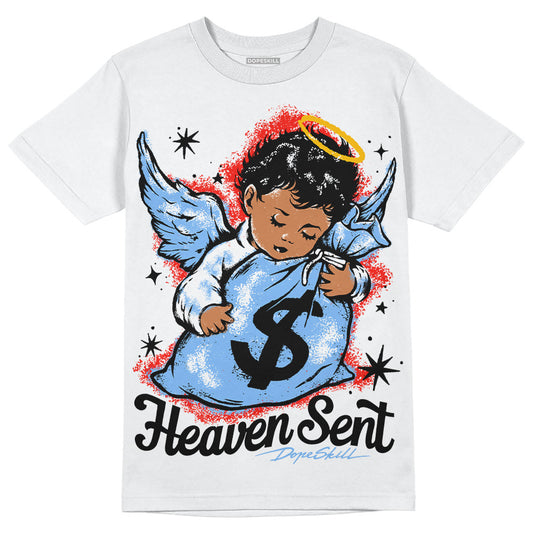 Jordan 9 Powder Blue DopeSkill T-Shirt Heaven Sent Graphic Streetwear - White 