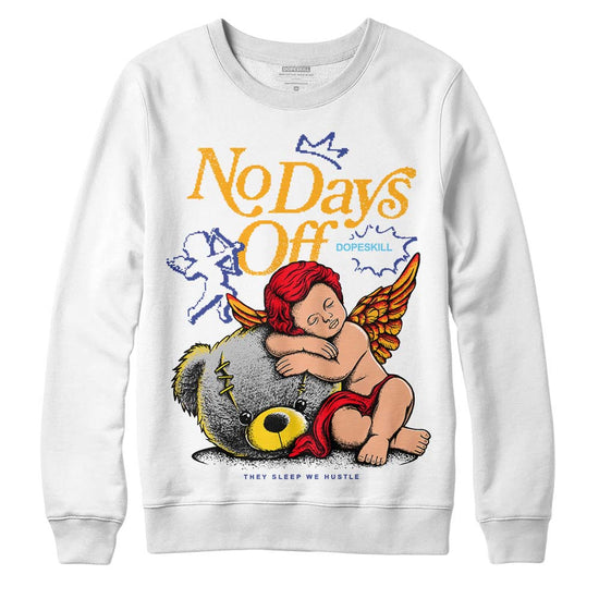 Jordan 1 Mid GS 'Six Championships' DopeSkill Sweatshirt New No Days Off Graphic Streetwear - White 