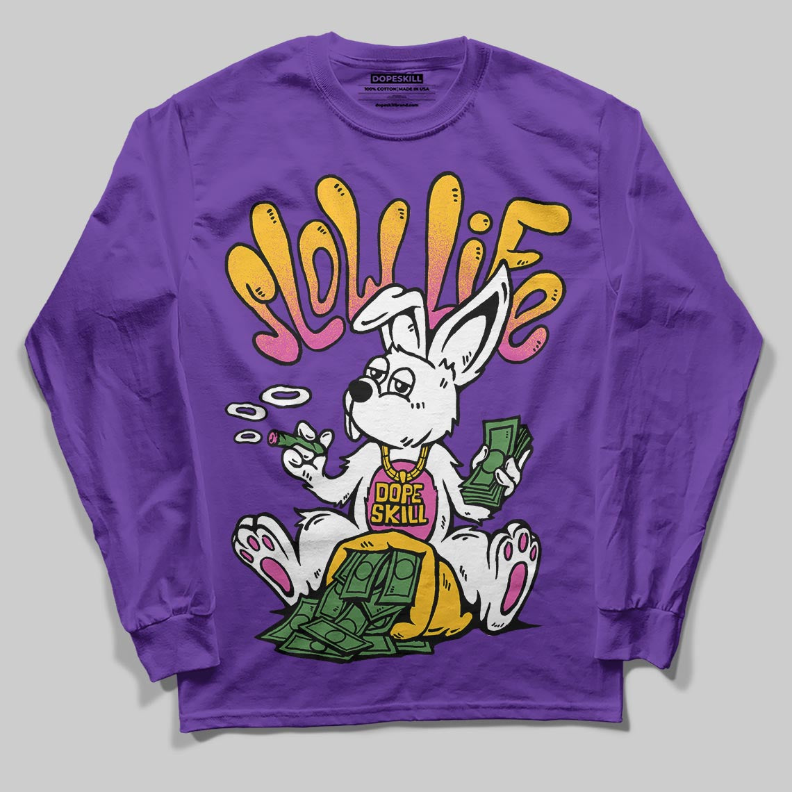 PURPLE Sneakers DopeSkill Long Sleeve T-Shirt Slow Life Graphic Streetwear  - Purple