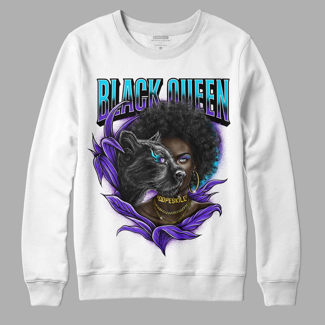 Jordan 6 "Aqua" DopeSkill Sweatshirt New Black Queen Graphic Streetwear - White 