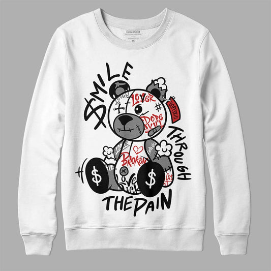 Jordan 1 High OG “Black/White” DopeSkill Sweatshirt Smile Through The Pain Graphic Streetwear - White 