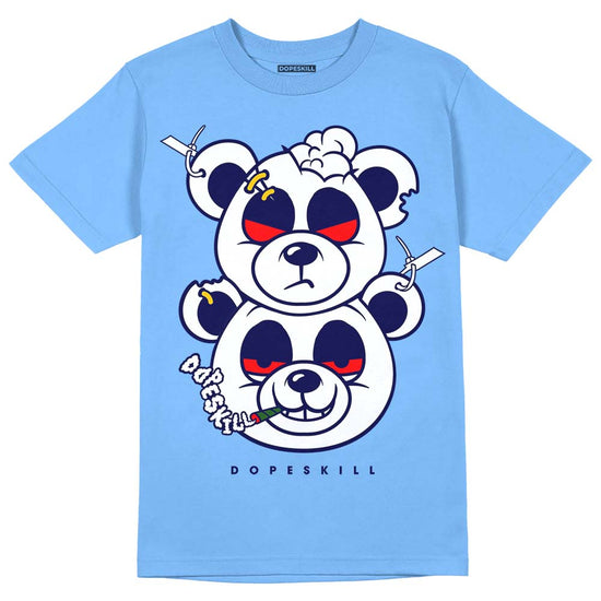 Jordan 9 Powder Blue DopeSkill Tropical Blue T-shirt New Double Bear Graphic Streetwear