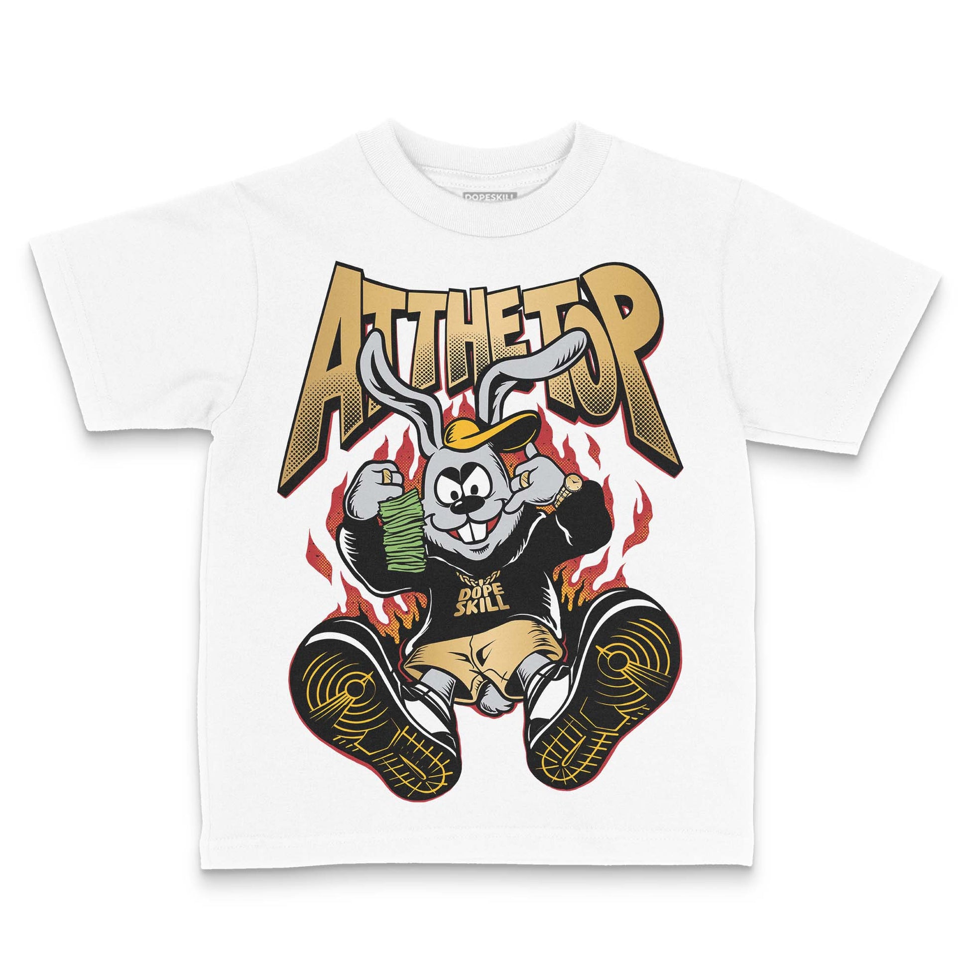 Jordan 12 Retro 'Taxi' 2025 DopeSkill Toddler Kids T-shirt At The Top Graphic Streetwear - White 