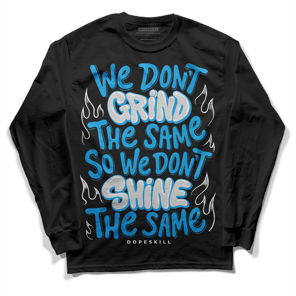 Jordan 4 Retro Military Blue DopeSkill Long Sleeve T-Shirt Grind Shine Graphic Streetwear - Black