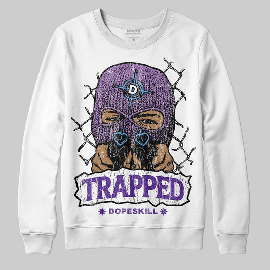 PURPLE Sneakers DopeSkill Sweatshirt New Trapped Graphic Streetwear - White 